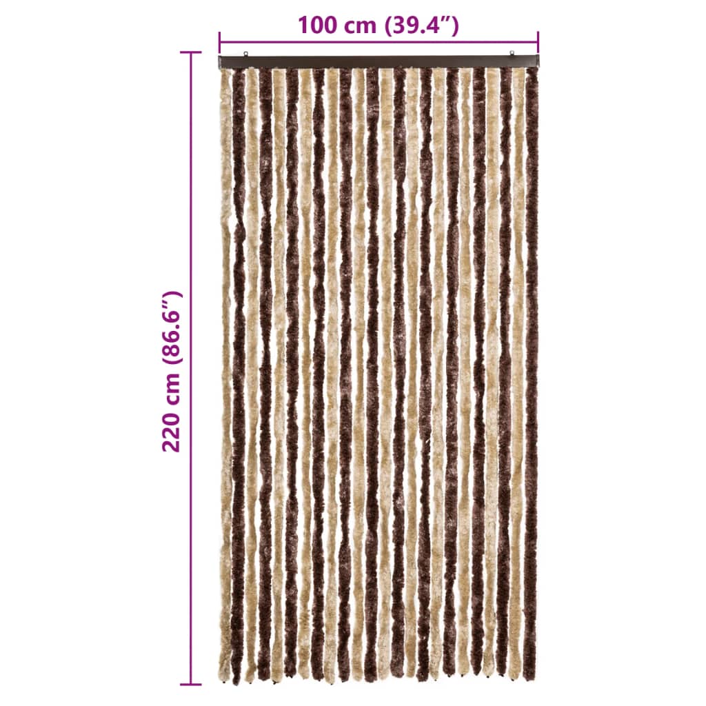 insektgardin beige og lysebrun 100 x 220 cm chenille
