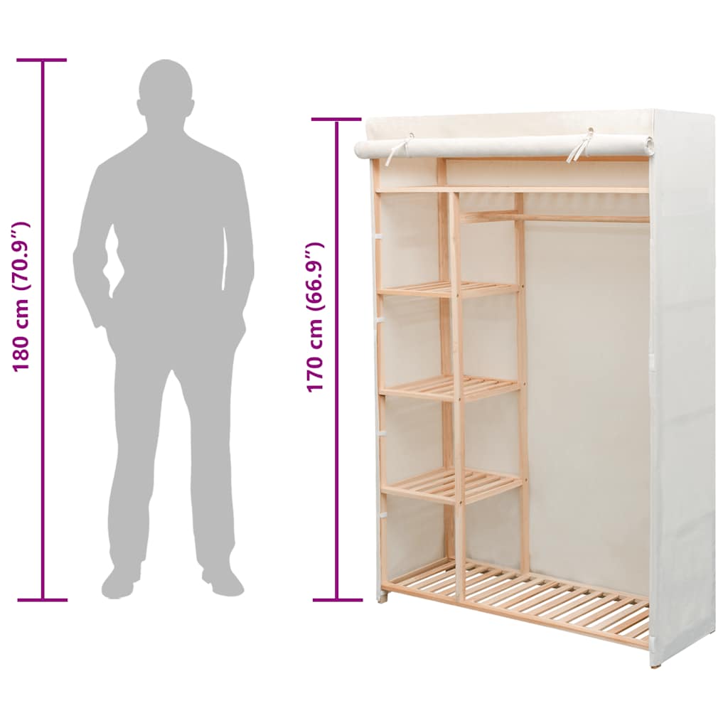 garderobe stof og fyrretræ 110 x 40 x 170 cm