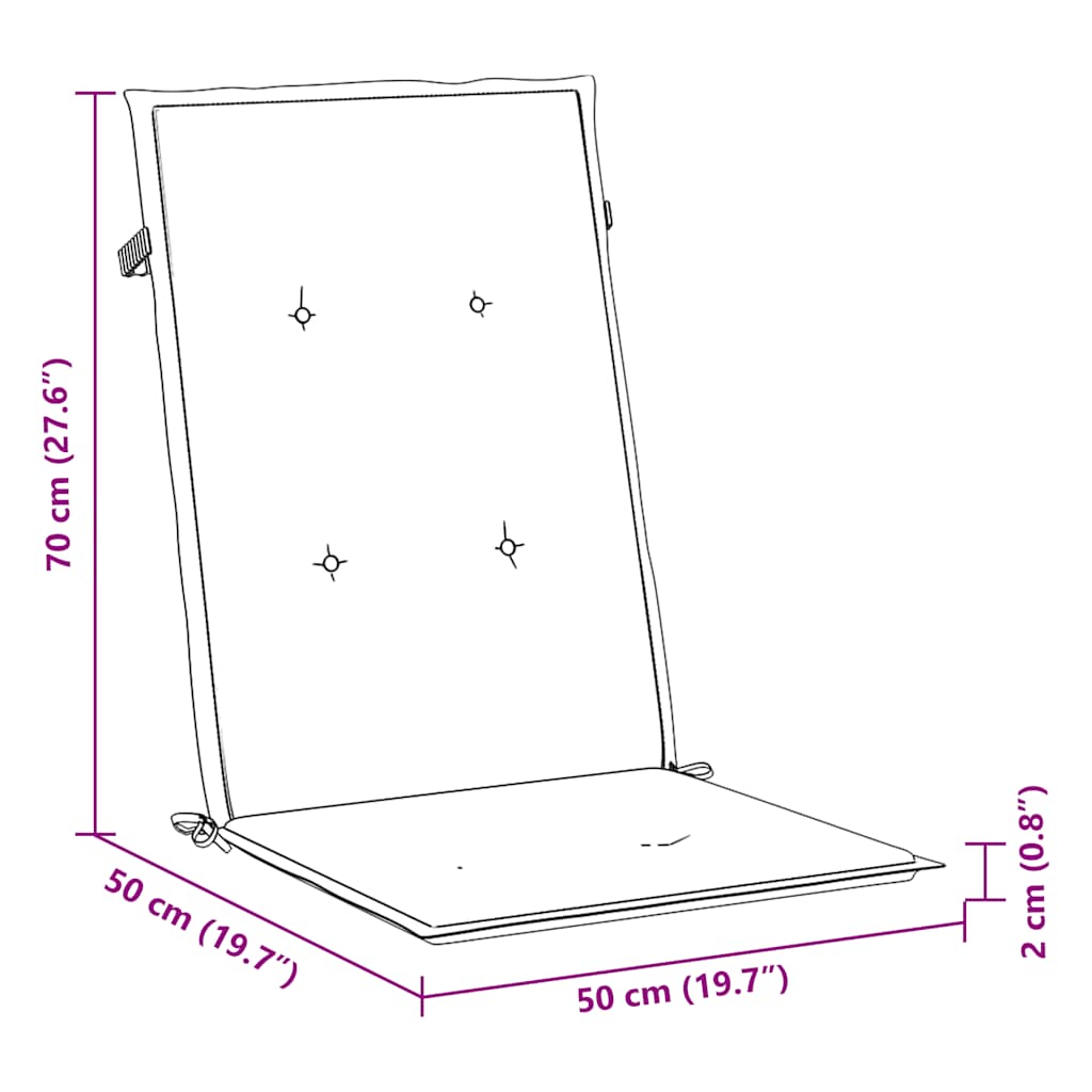 stolehynder m. høj ryg 2 stk. 120x50x2 cm stof antracit