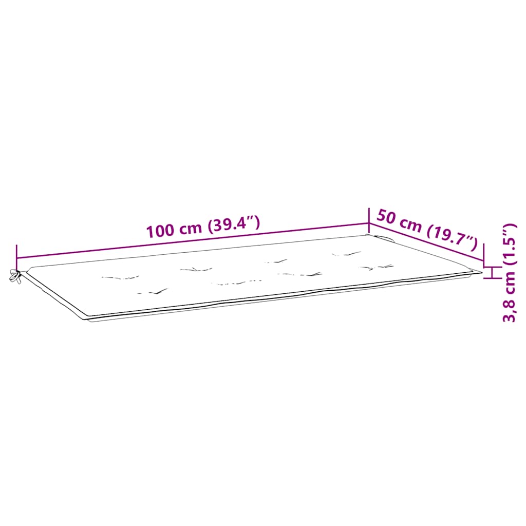 hynde til havebænk 100x50x3 cm oxfordstof antracitgrå