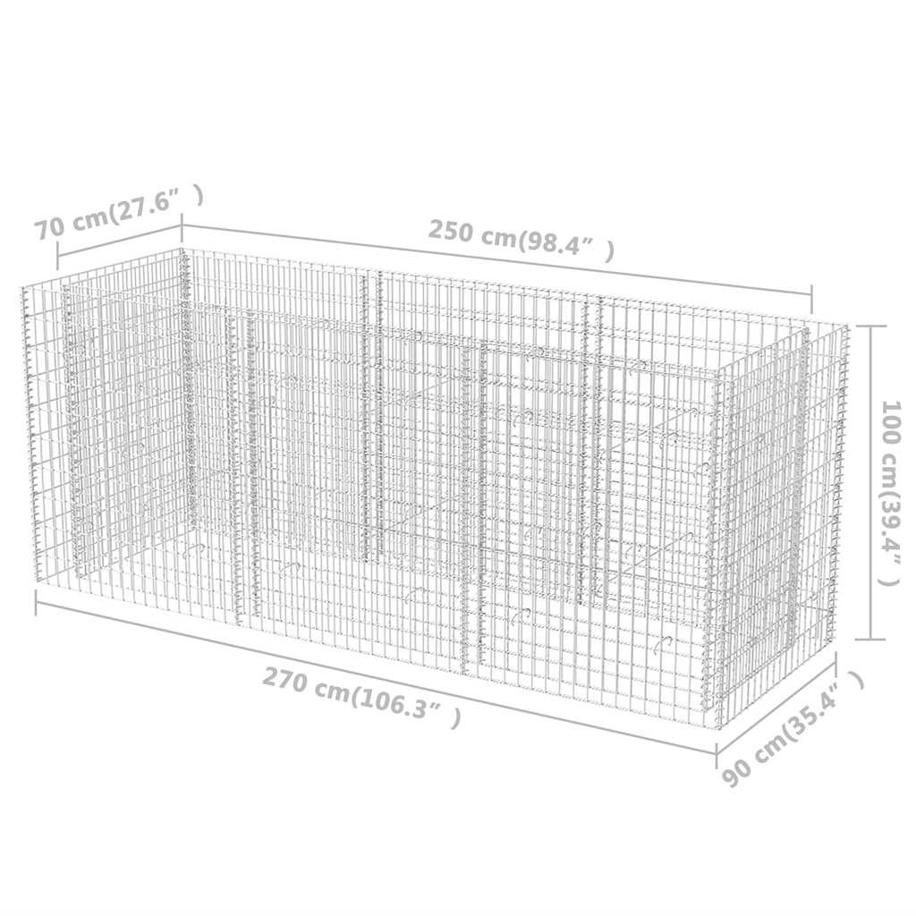 gabion-højbed 270x90x100 cm stål