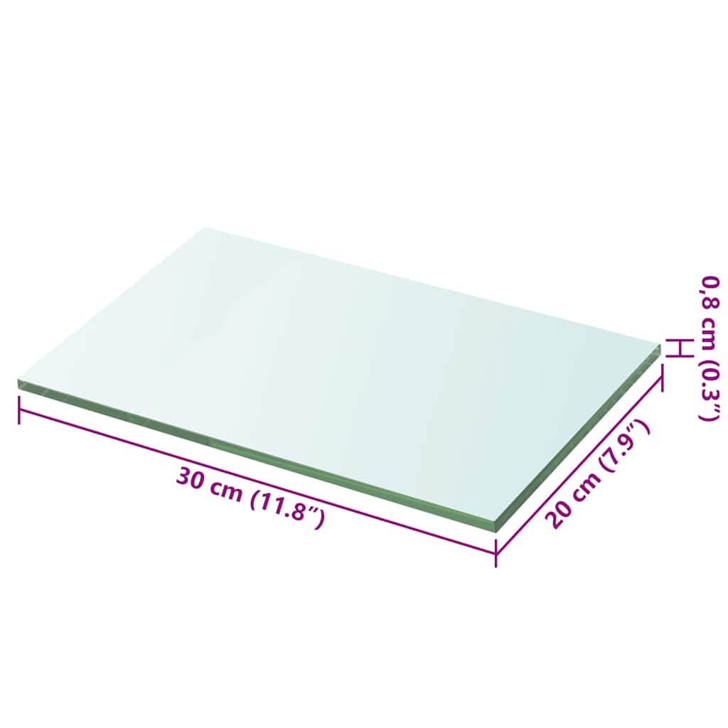 hylde glaspanel klar 30x20 cm