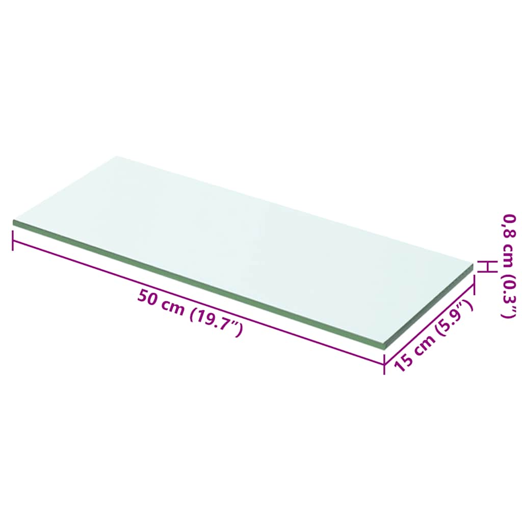 hylde glaspanel klar 50x15 cm