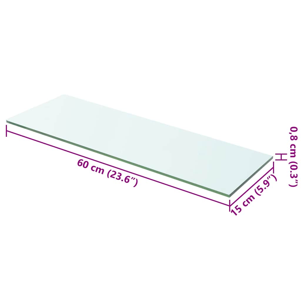 hylde glaspanel klar 60x15 cm
