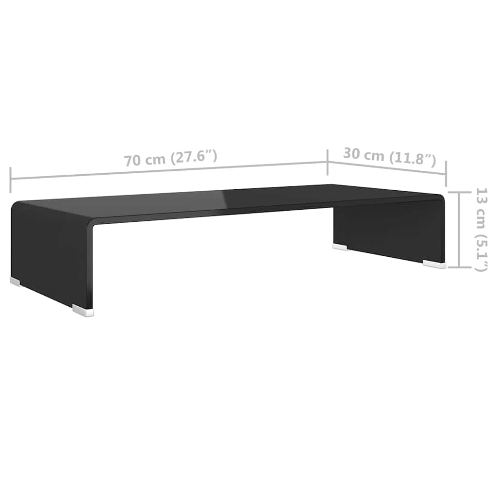 TV-stander/monitorstand sort glas 70x30x13 cm