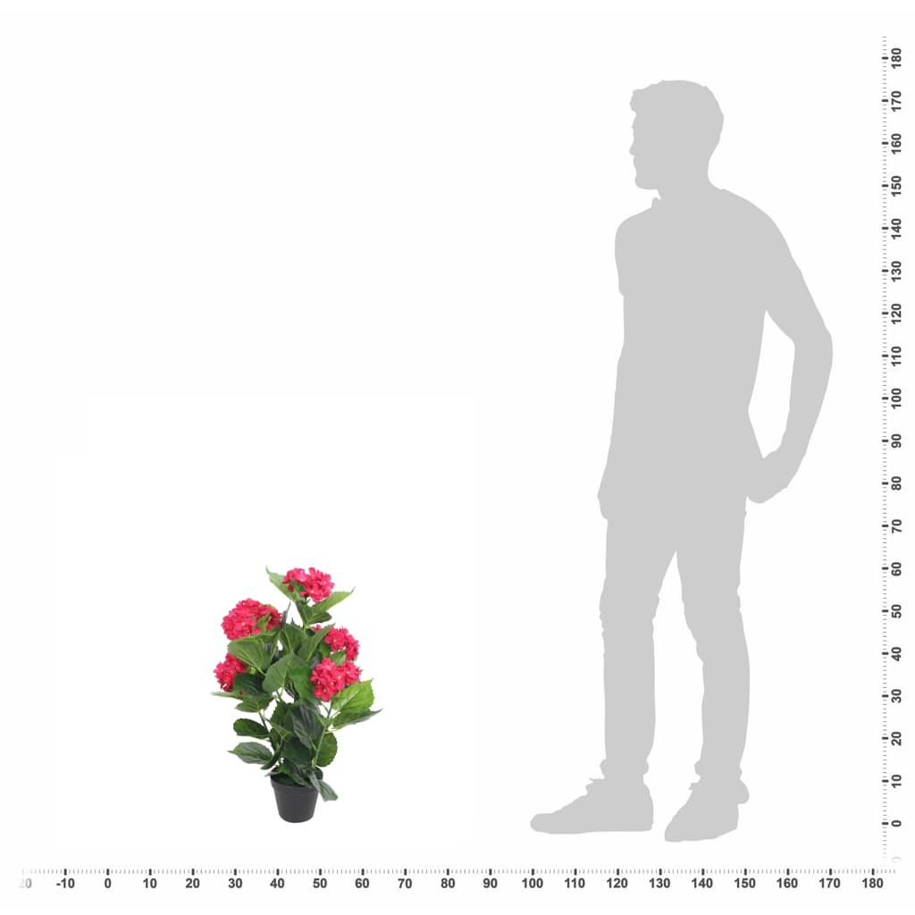 kunstig hortensia-plante med urtepotte 60 cm rød