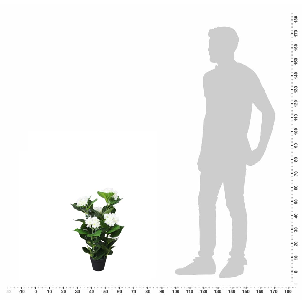 kunstig hortensia-plante med urtepotte 60 cm hvid