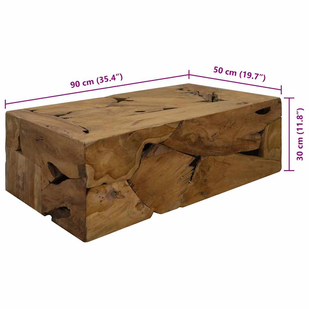 sofabord 90 x 50 x 30 cm ægte teaktræ brun
