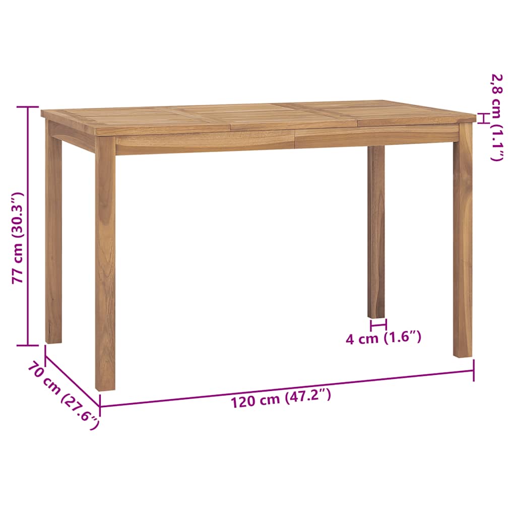 Batavia-bænk med hynder 120 cm teaktræ