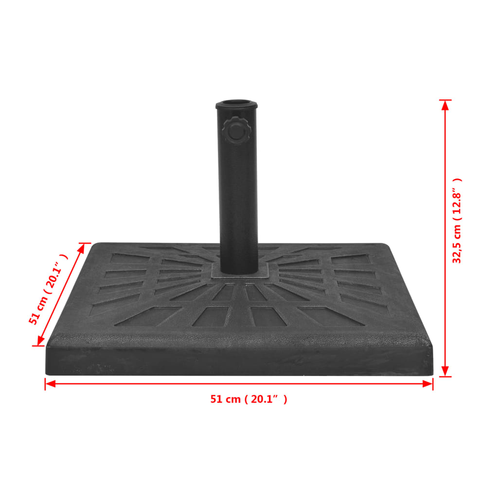 parasolfod resin firkant sort 19 kg