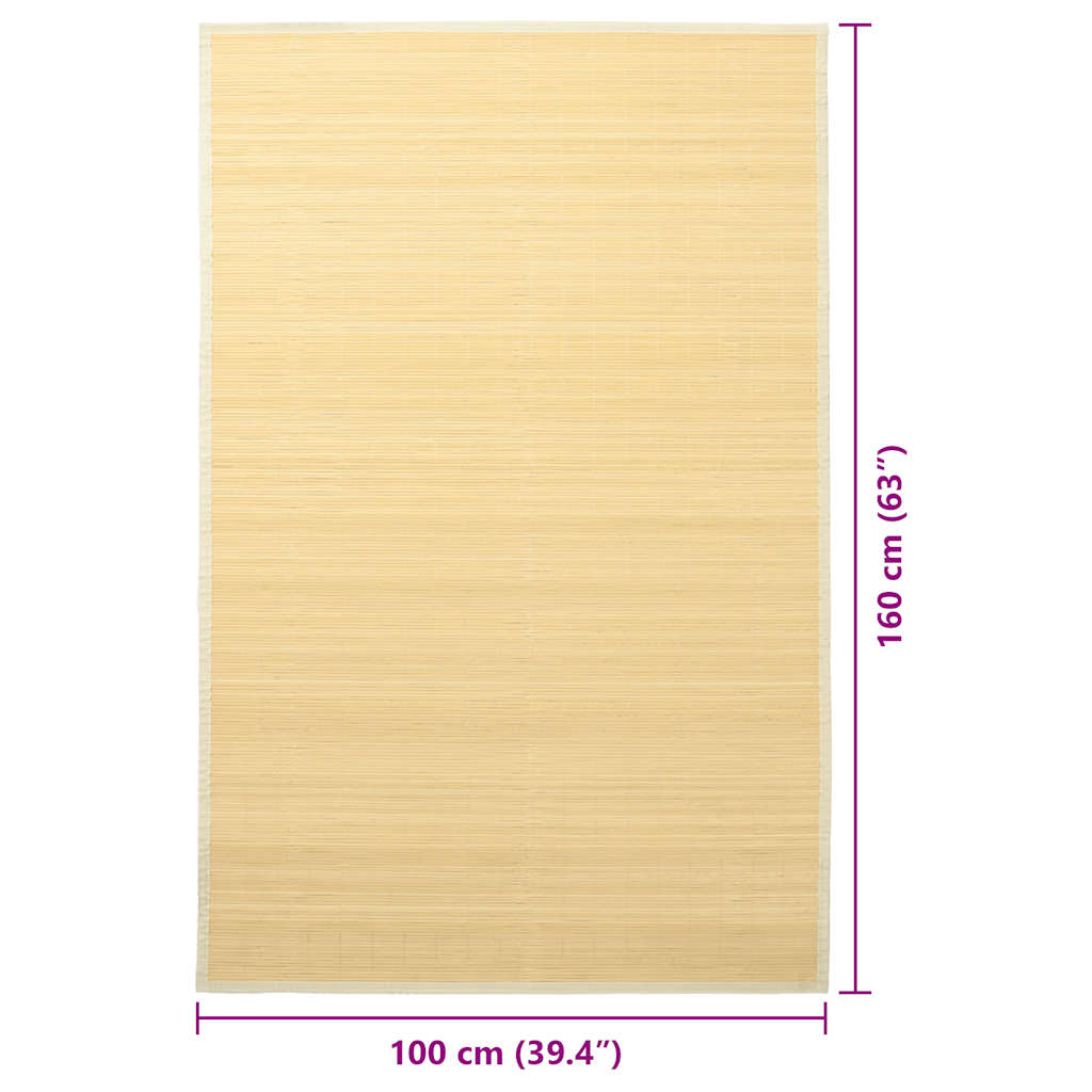 tæppe 100x160 cm bambus naturfarvet