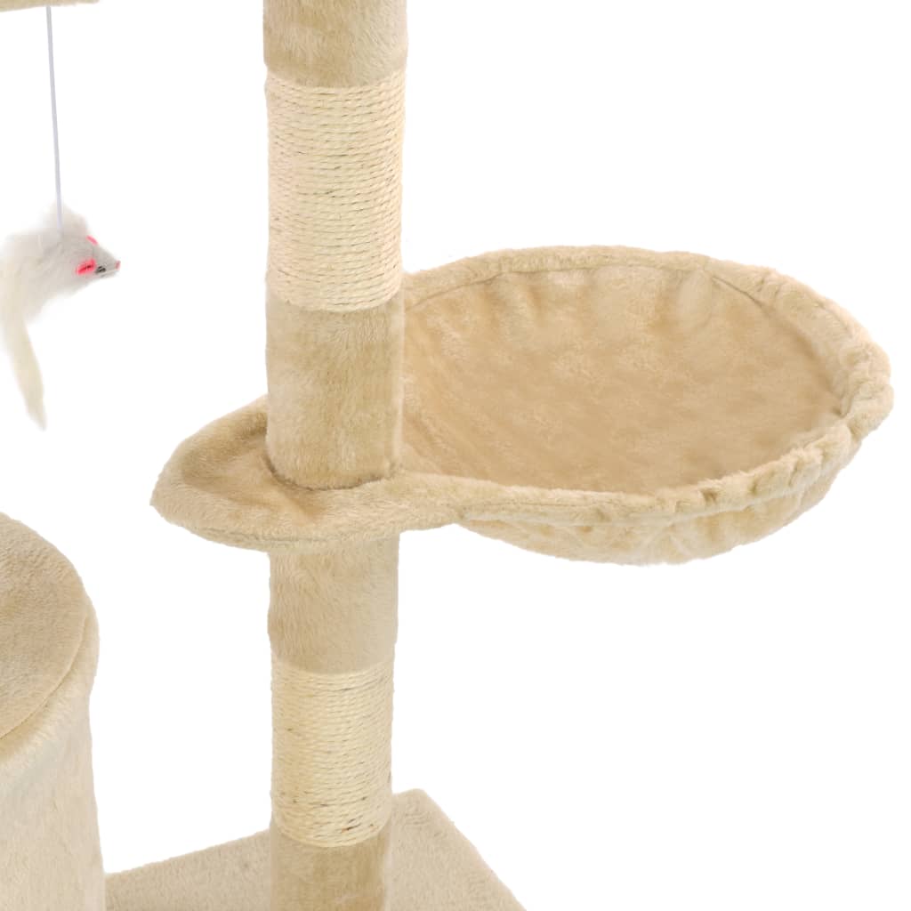 kradsetræ til katte med sisal-kradsestolper 138 cm beige
