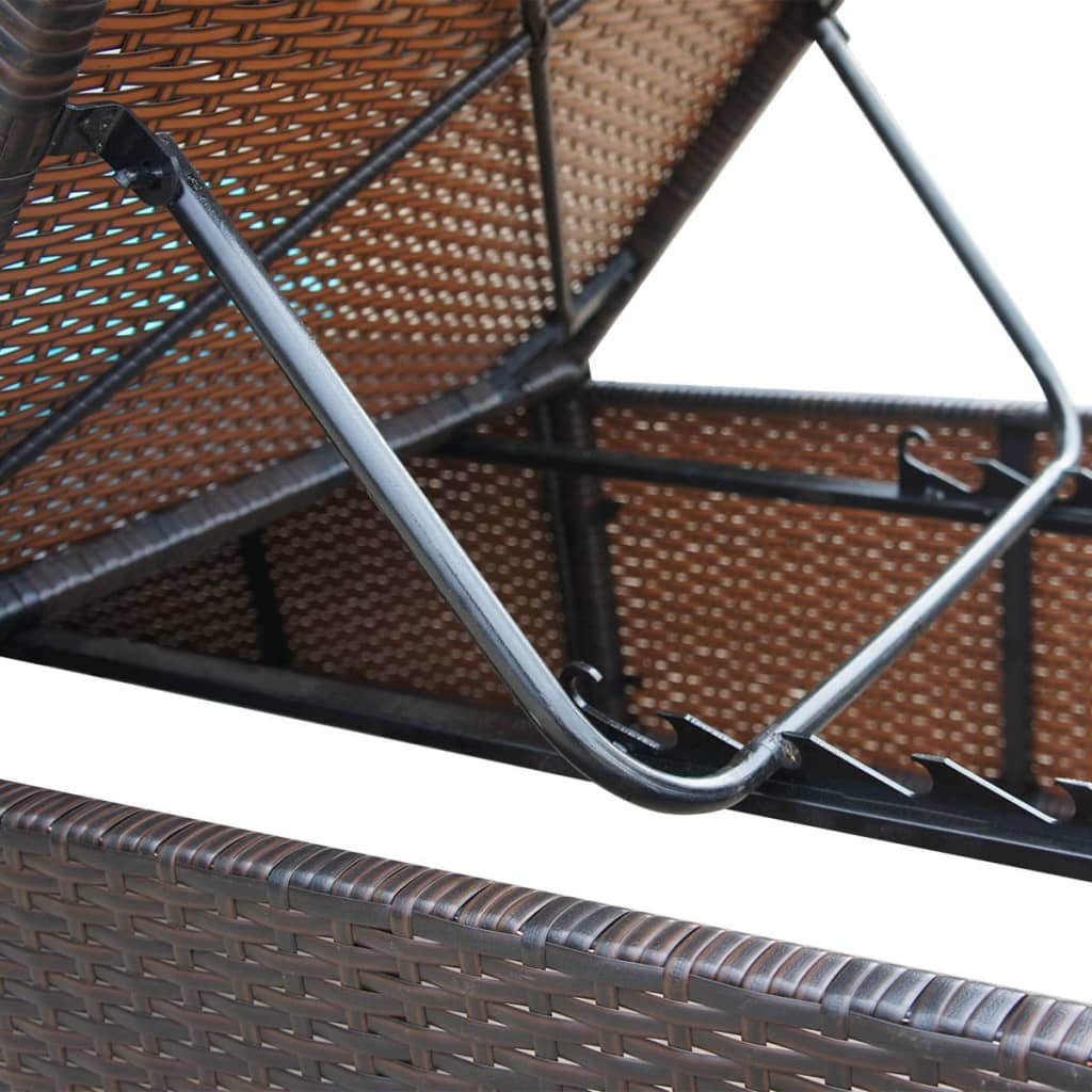 liggestol med hynde polyrattan brun