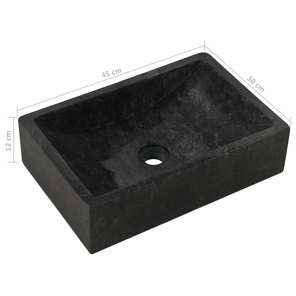 håndvask 45x30x12 cm marmor sort højglans