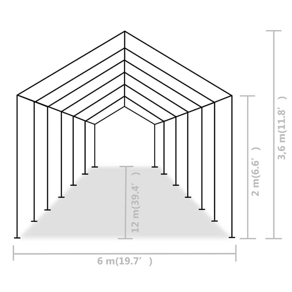festtelt PE 6x12 m grå