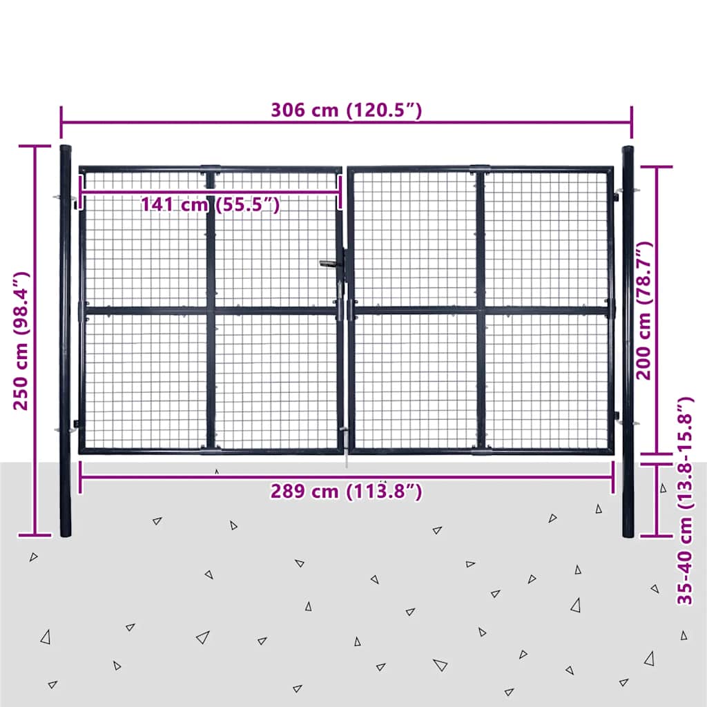 havelåge i net galvaniseret stål 300x200 cm grå