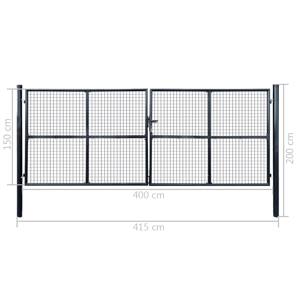 havelåge i net galvaniseret stål 400x150 cm grå