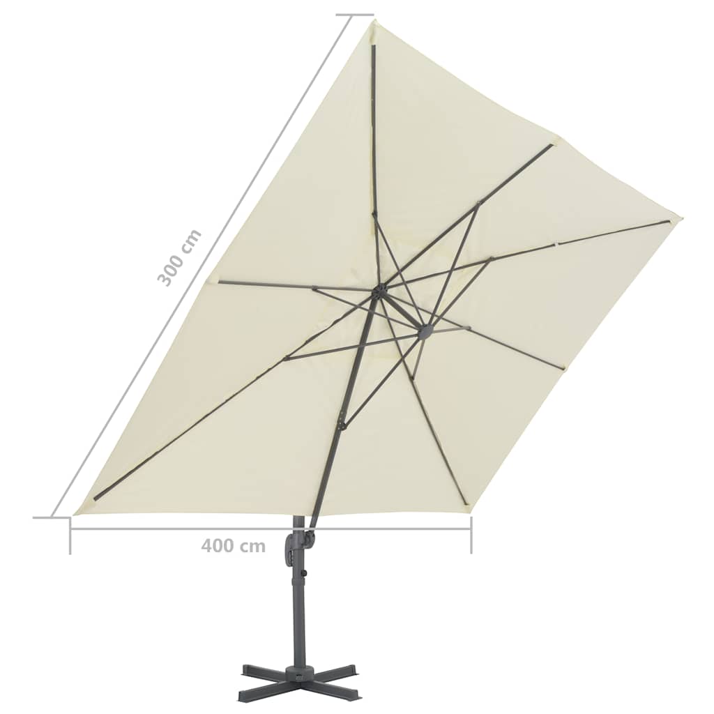 fritstående haveparasol med aluminiumsstang 400x300 cm sand