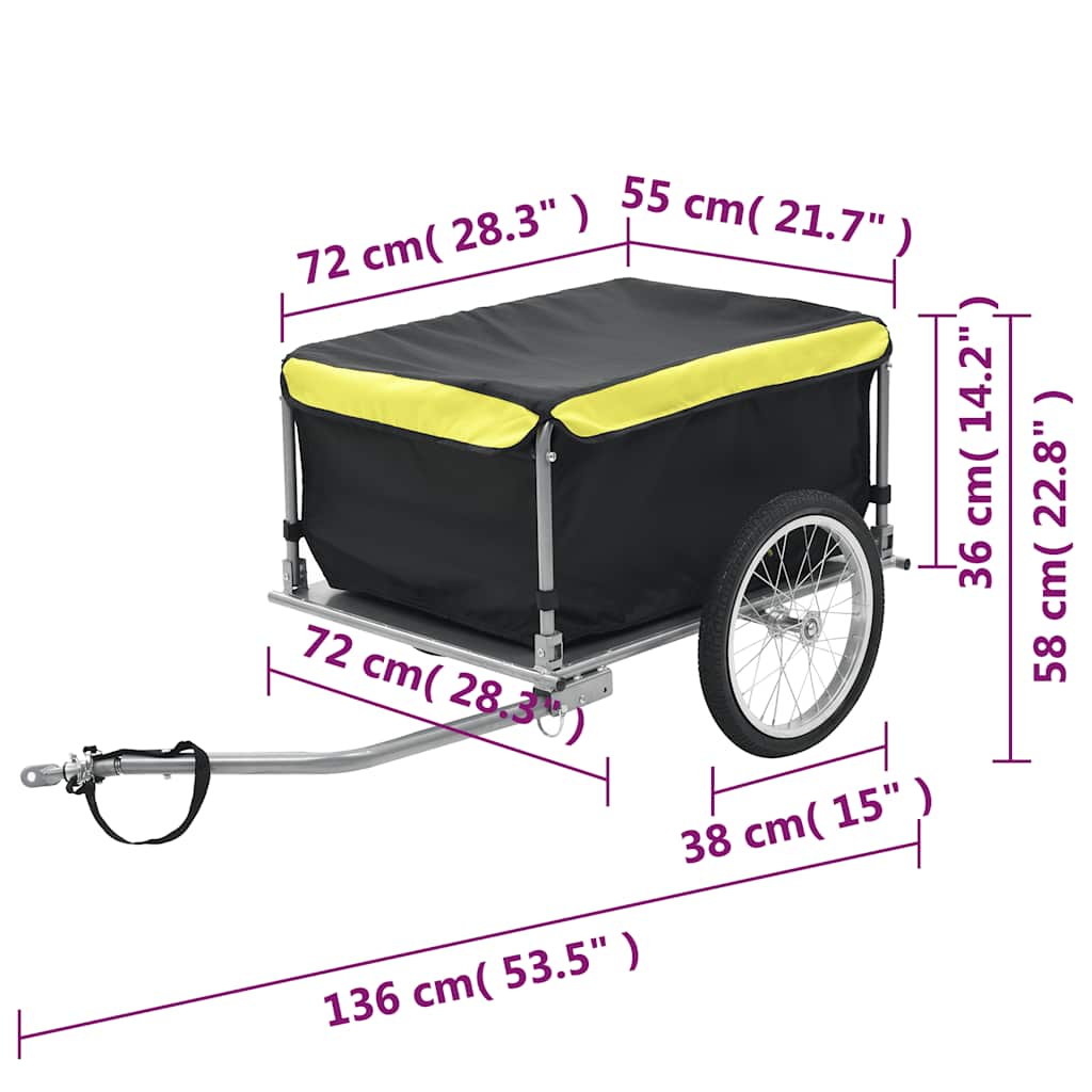 cykelvogn 65 kg sort og gul