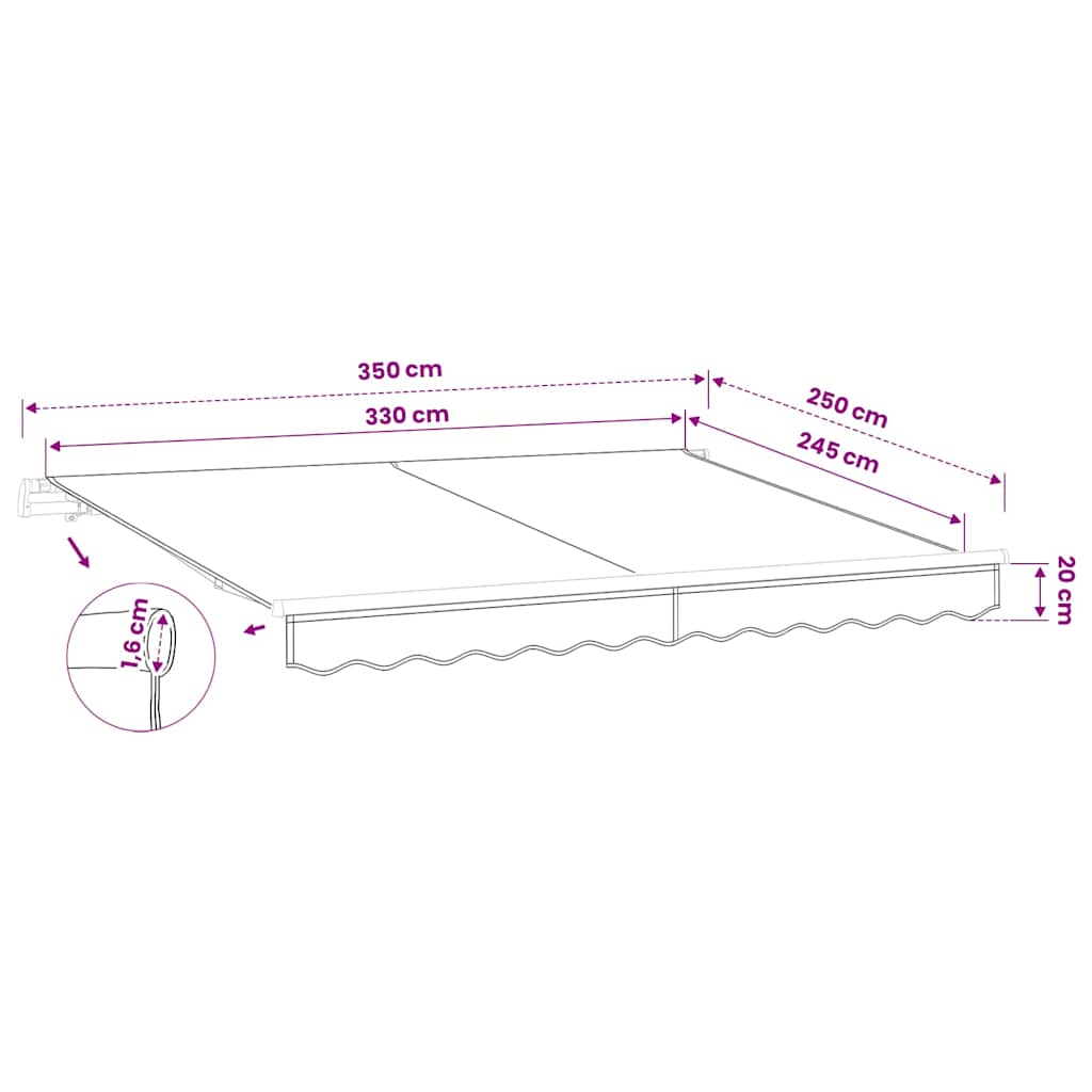 udskiftningsdug til markise 350x250 cm polyester cremefarvet