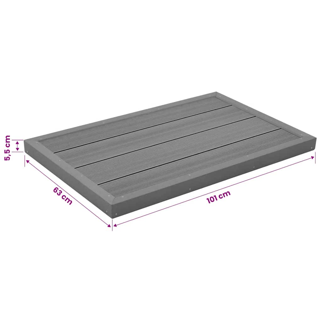 gulvelement til solbruser 101x63x5,5 cm WPC grå