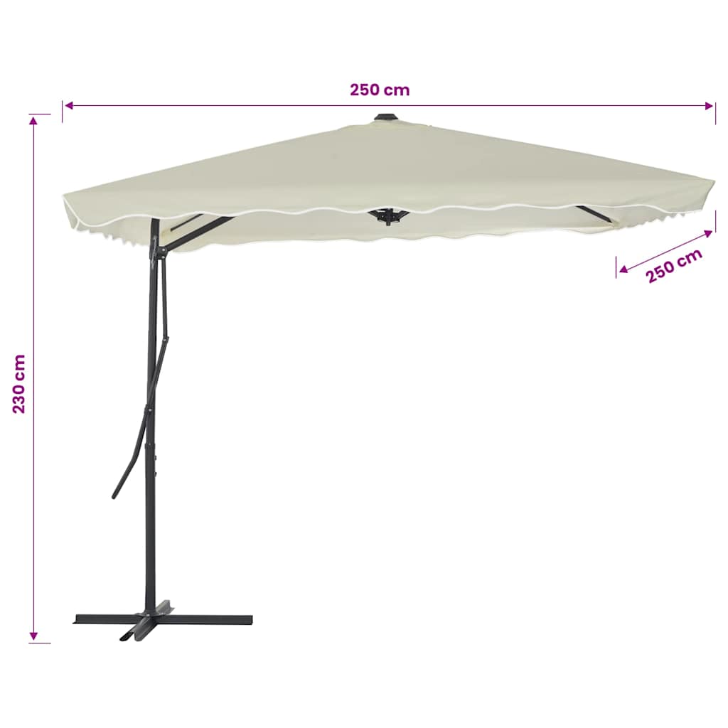 parasol 250x250 cm stålstang sandfarvet