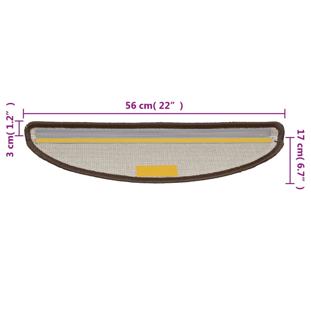 trappemåtter 15 stk. 56x17x3 cm brune halvrunde