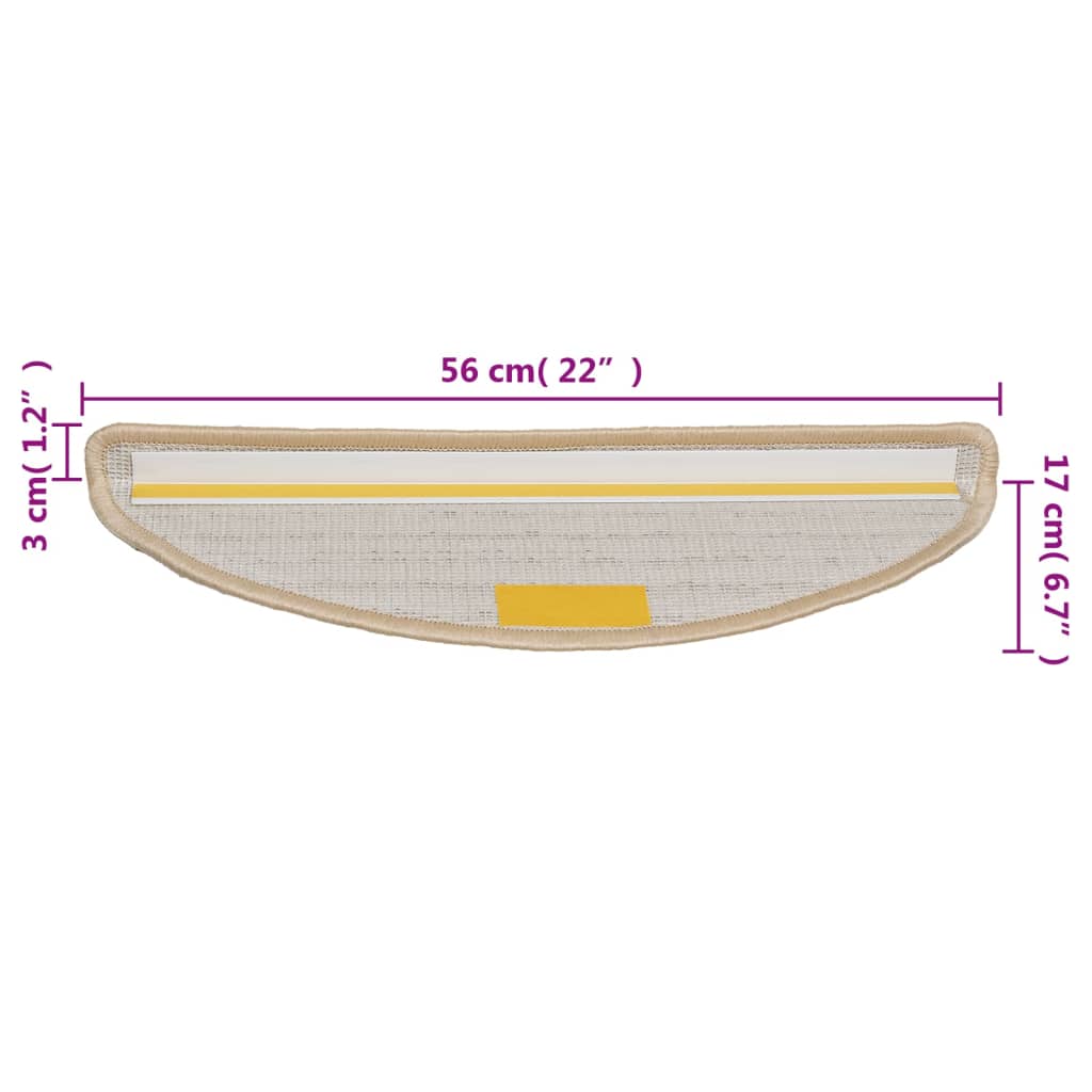 trappemåtter 15 stk. 56x17x3 cm cremefarvede halvrund