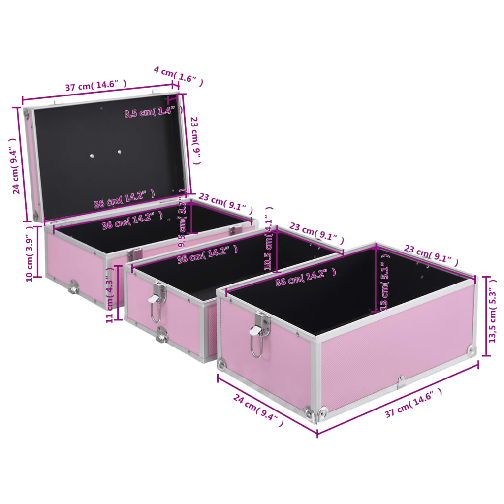 makeupkuffert 37 x 24 x 40 cm pink aluminium