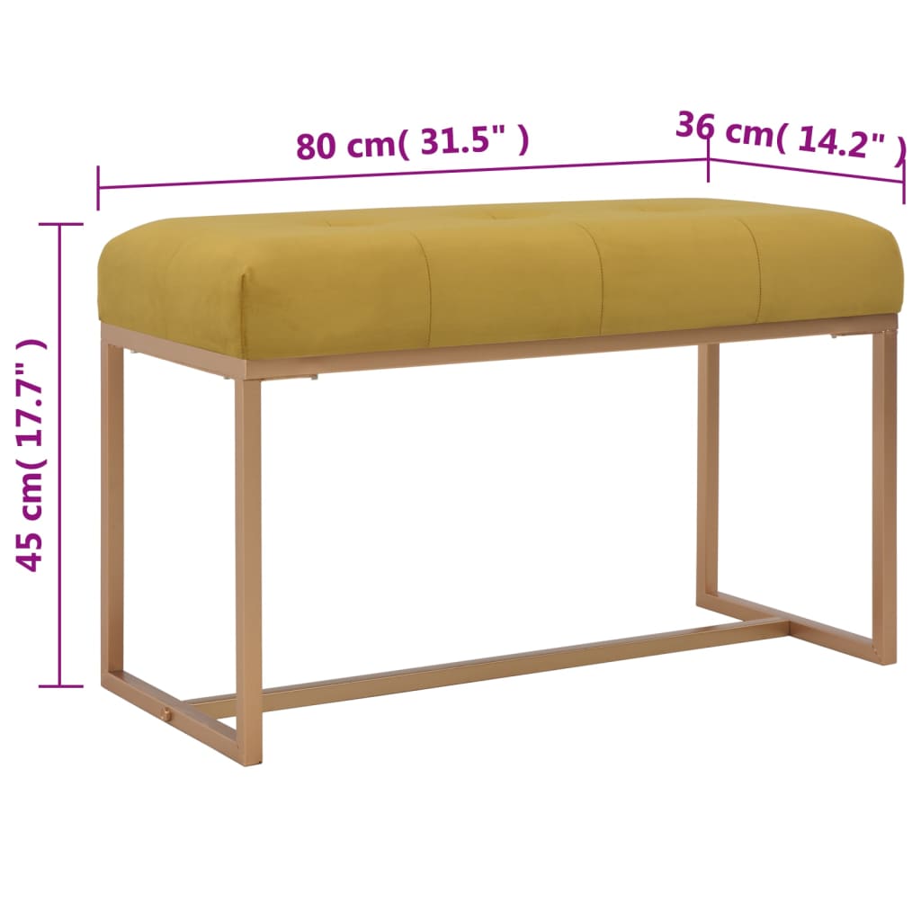 bænk 80 cm fløjl sennepsfarvet