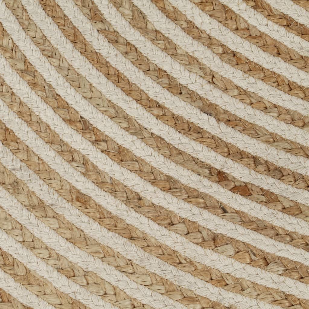 håndlavet jutetæppe med spiraldesign 150 cm hvid
