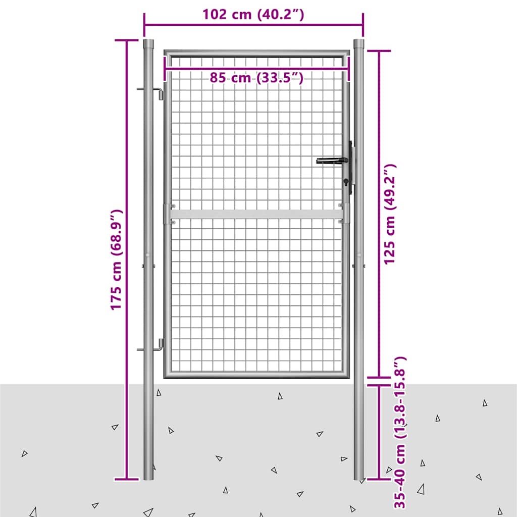 havelåge galvaniseret stål 105x125 cm sølv