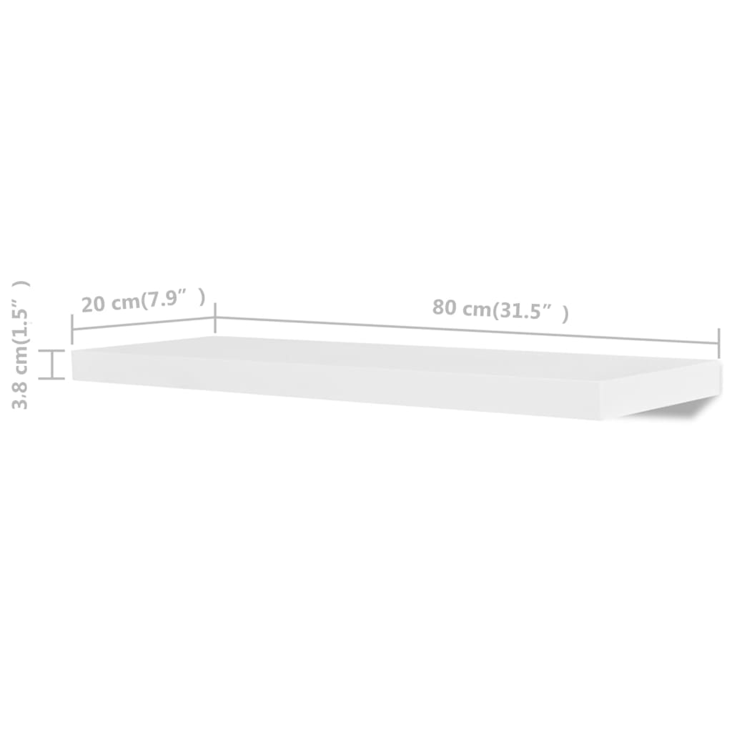 væghylder 4 stk. 80 cm hvid