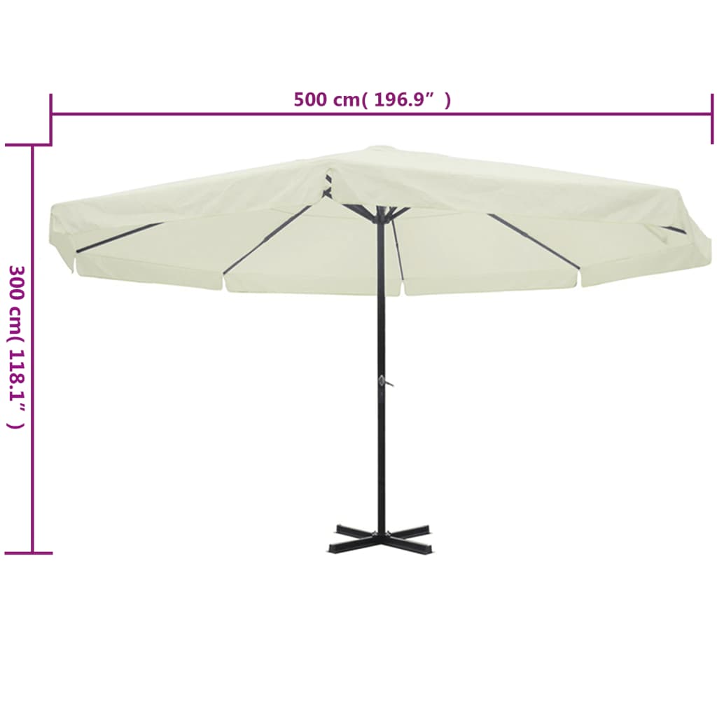 parasol 500 cm aluminium hvid