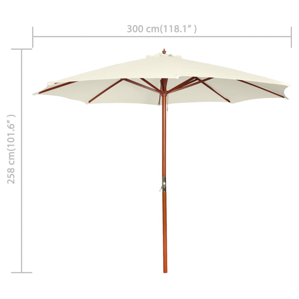 parasol 300x258 cm sandhvid