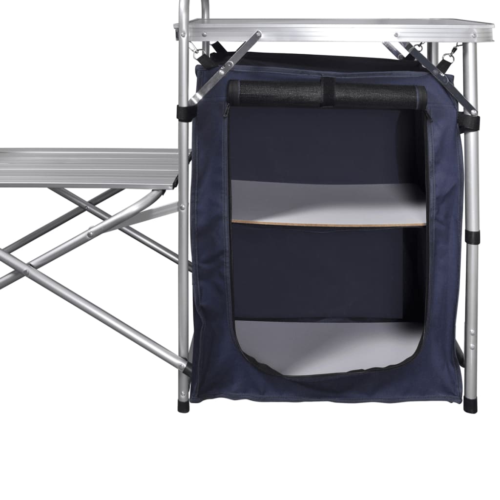 foldbart campingbord med skærm aluminium