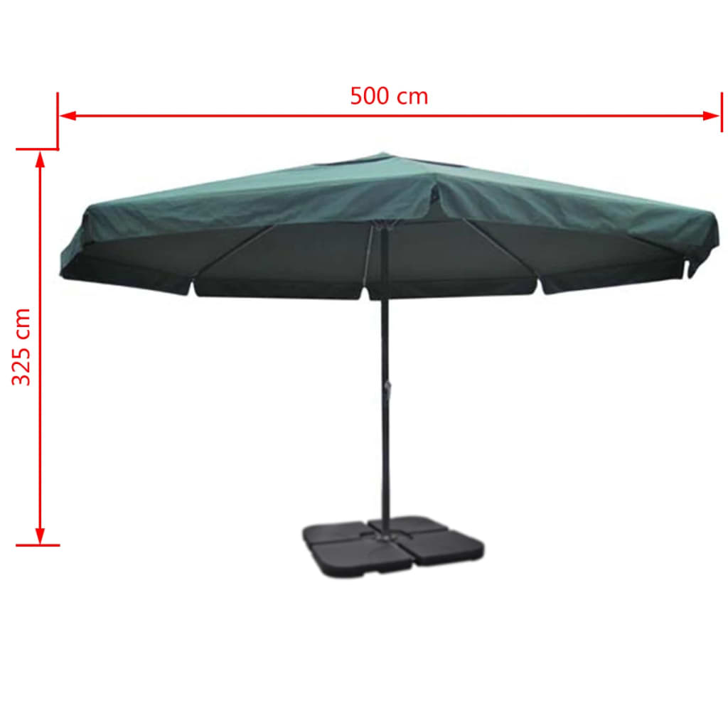 haveparasol m. transportabel fod aluminium grøn