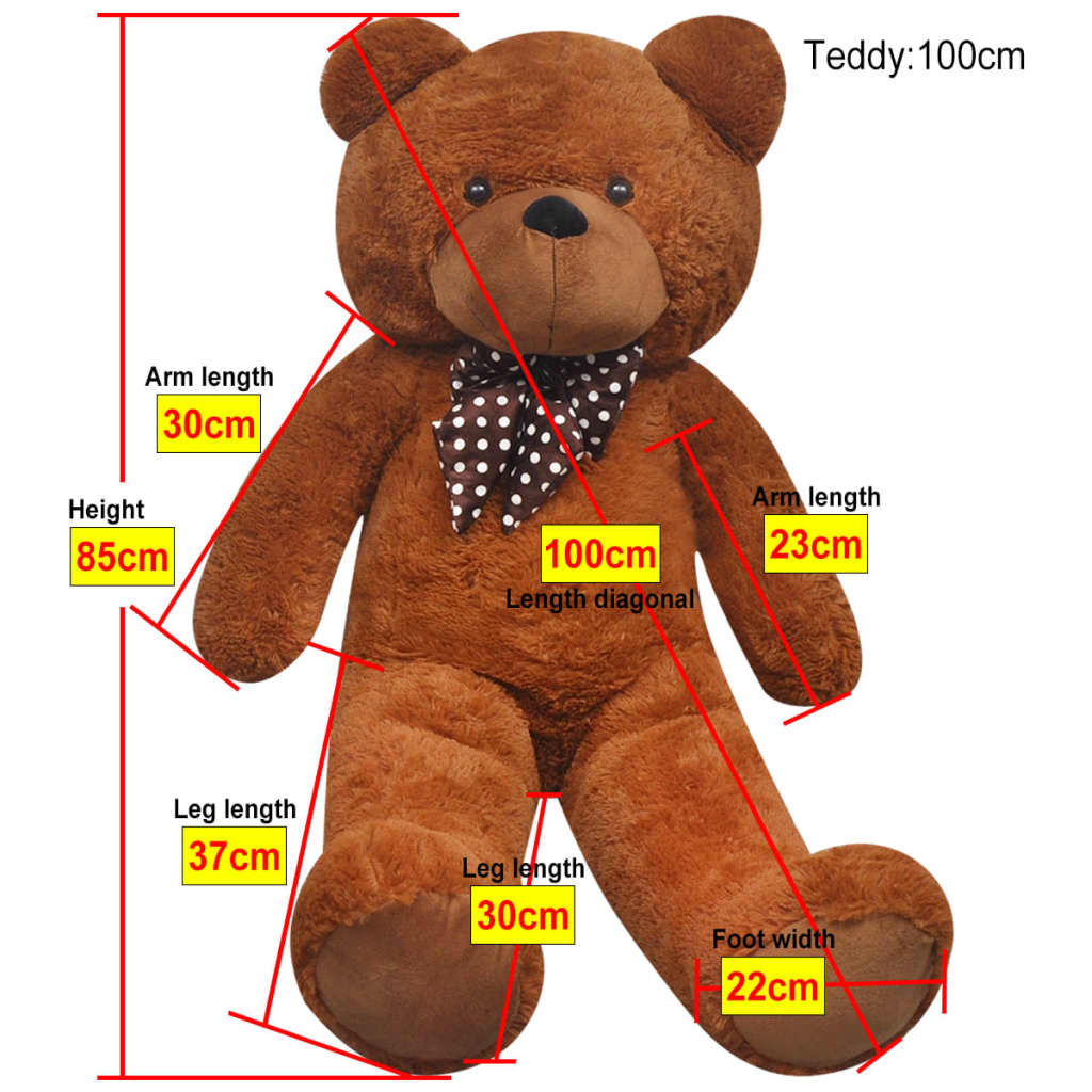 blød plysbamse XXL 85 cm brun