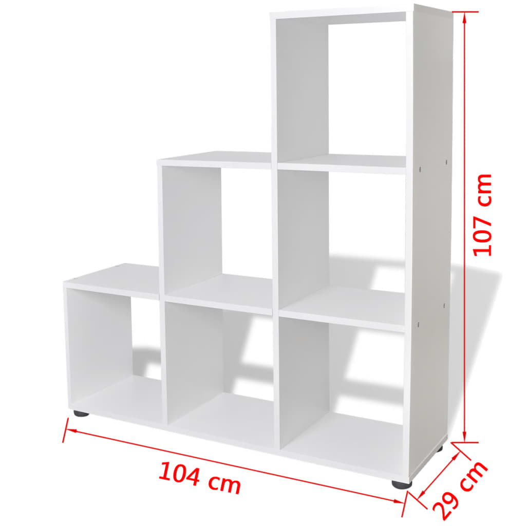 trappeformet bogreol/displayhylde 107 cm hvid
