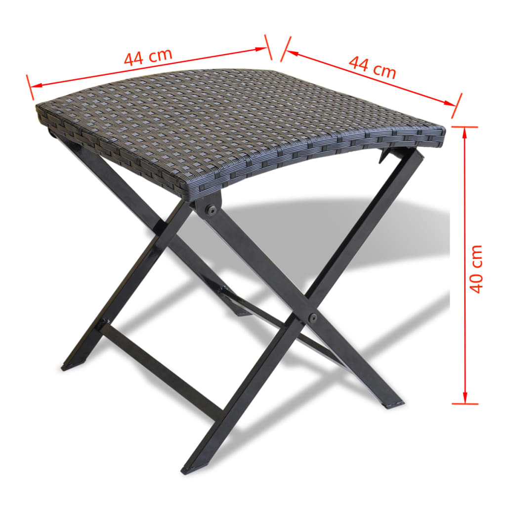foldbar skammel polyrattan sort