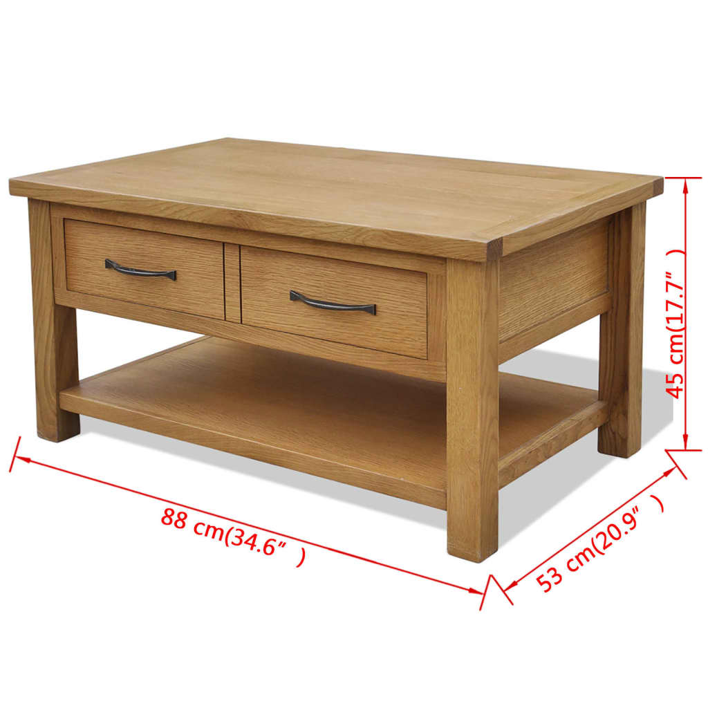 sofabord 88x53x45 cm massivt egetræ