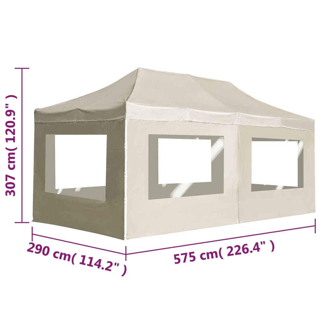 foldbart festtelt med vægge aluminium 6 x 3 m cremefarvet