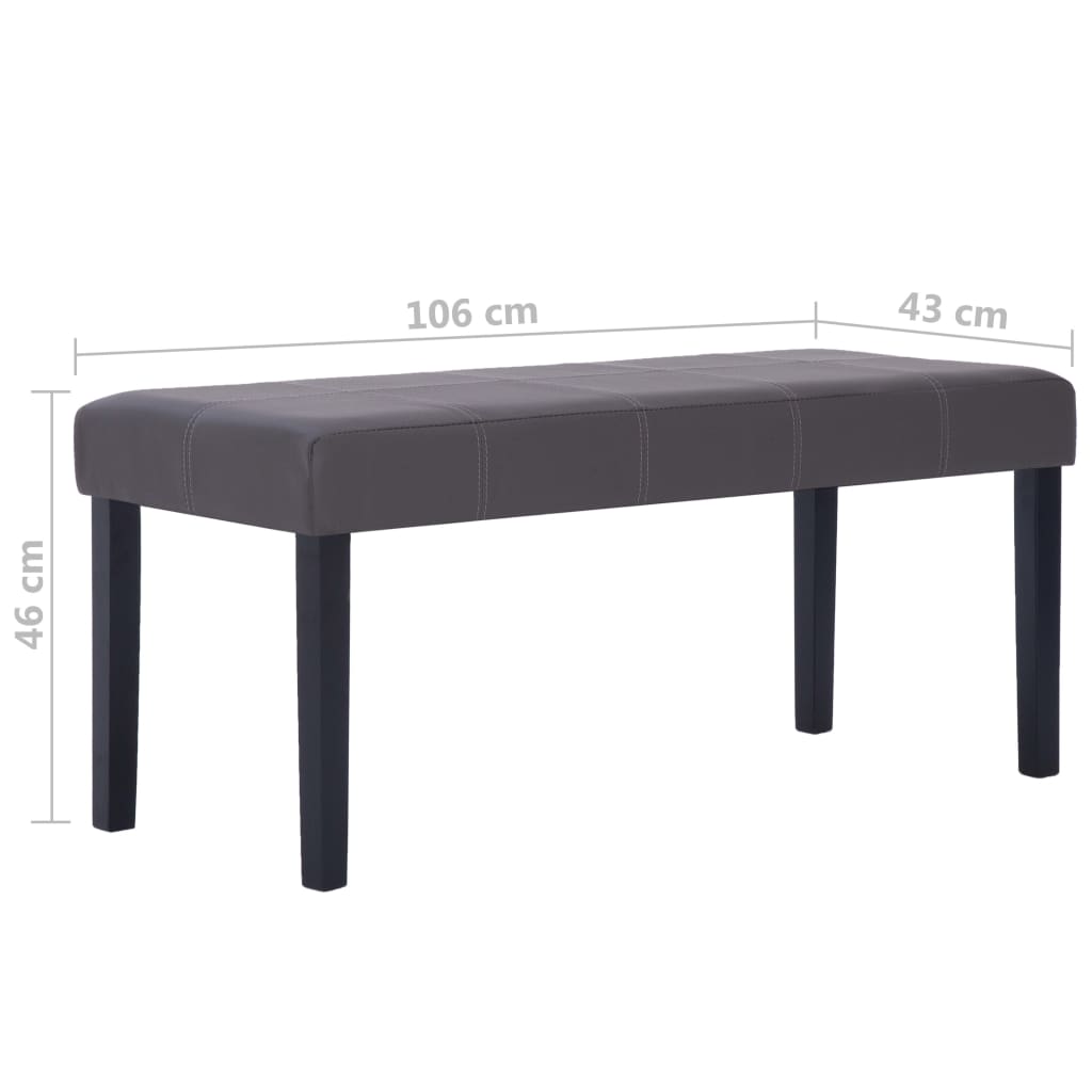 bænk i kunstlæder 106 cm grå