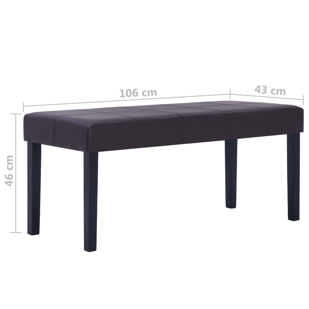 bænk i kunstlæder 106 cm brun