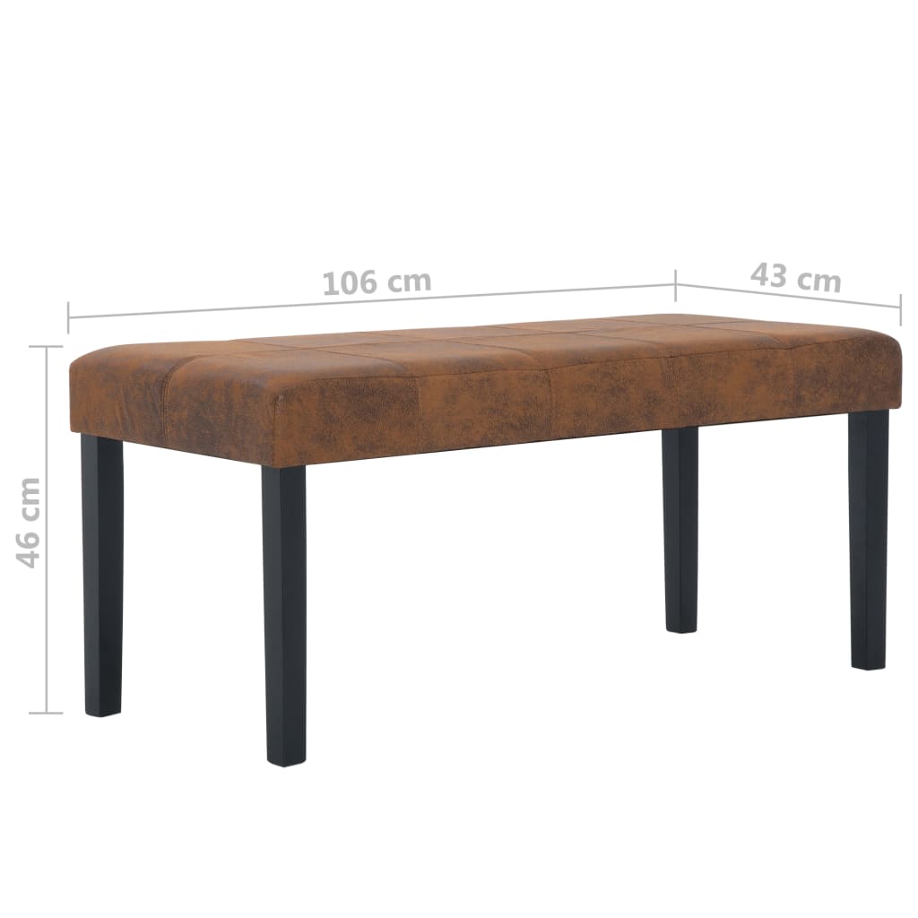 bænk i imiteret ruskind 106 cm brun