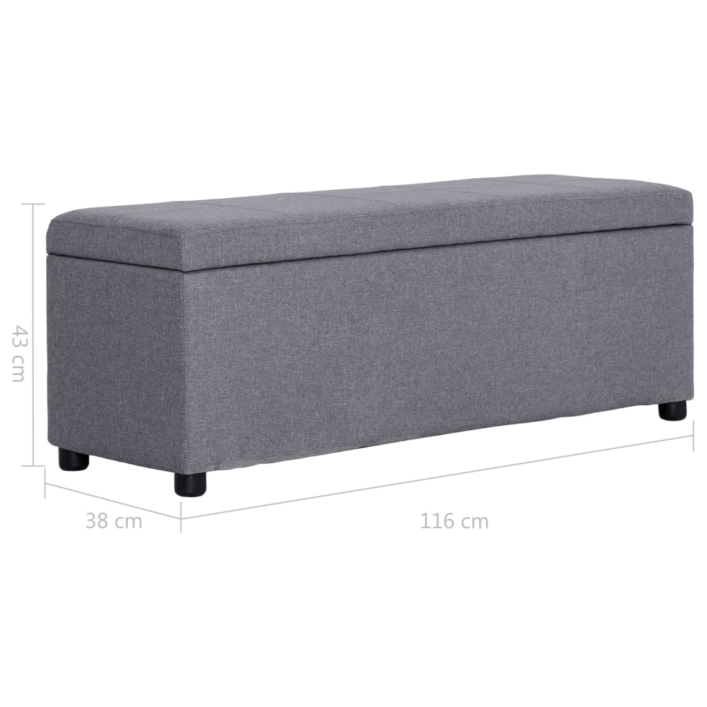 bænk med opbevaringsrum 116 cm polyester lysegrå