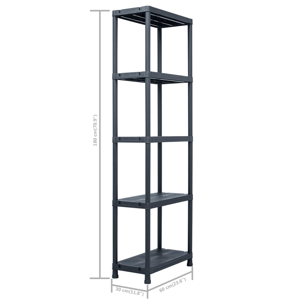 opbevaringsreoler 2 stk. 125 kg 60 x 30 x 180 cm plastik sort