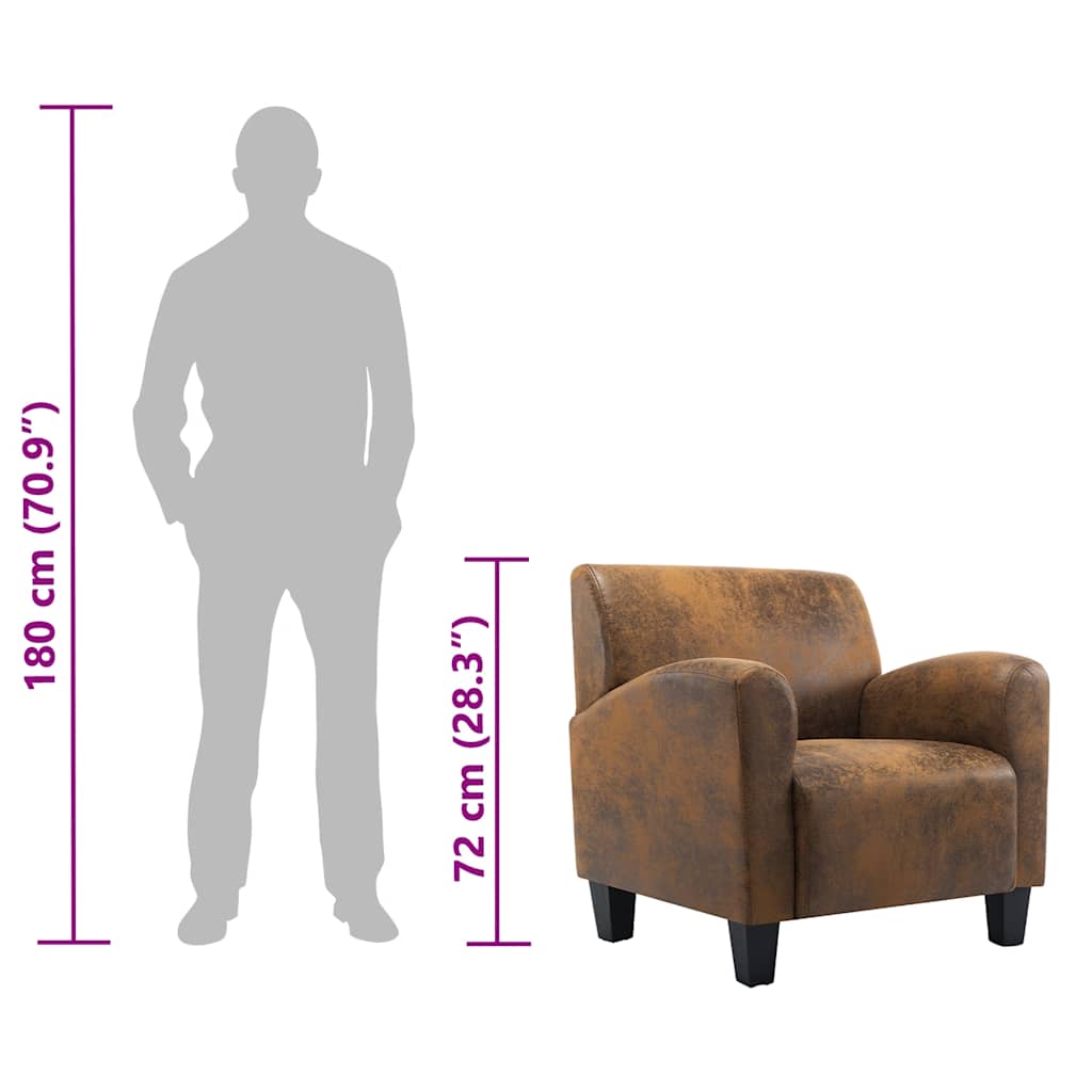 sofastol brun 70x69x72 cm kunstlæder