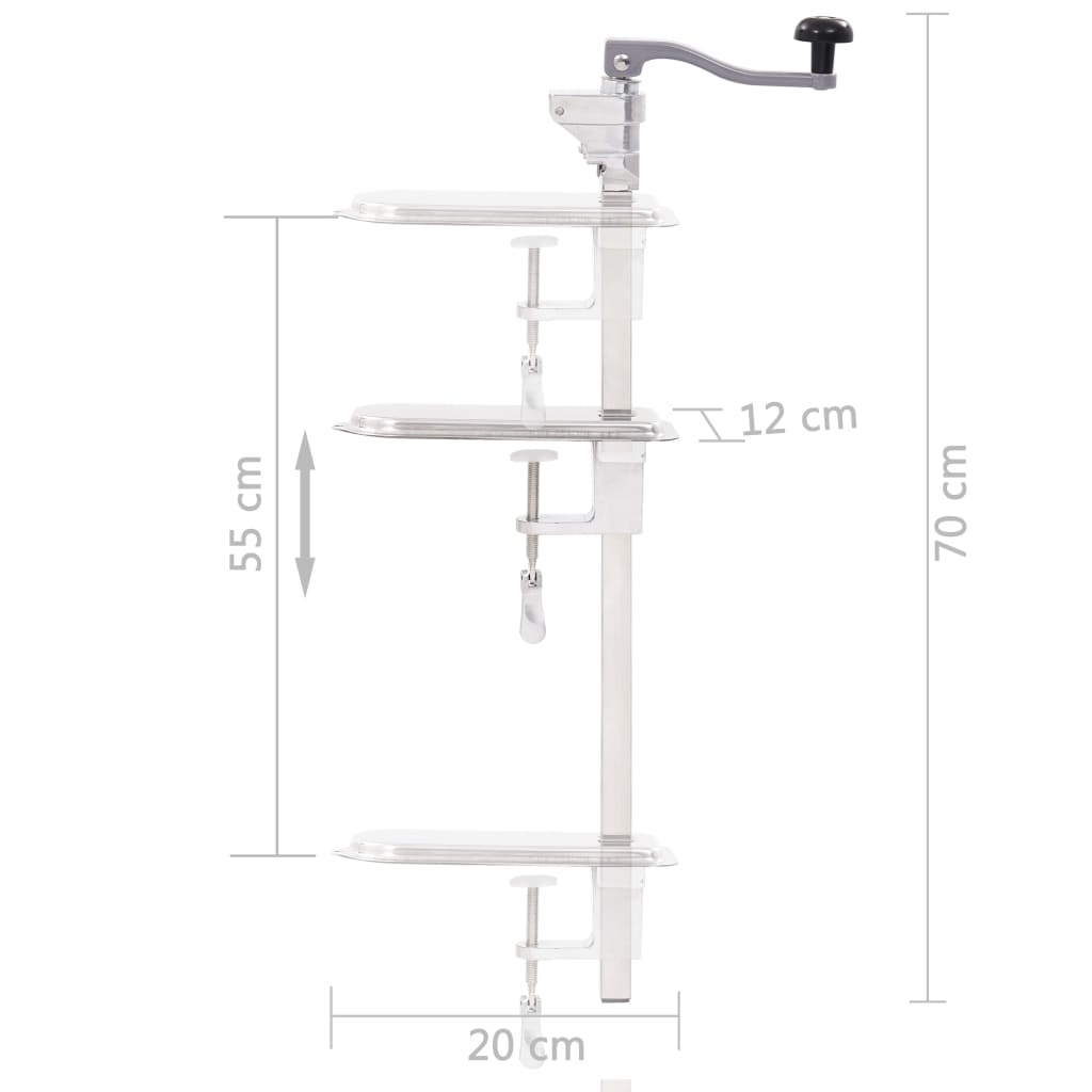 dåseåbner 70 cm aluminium og rustfrit stål sølvfarvet