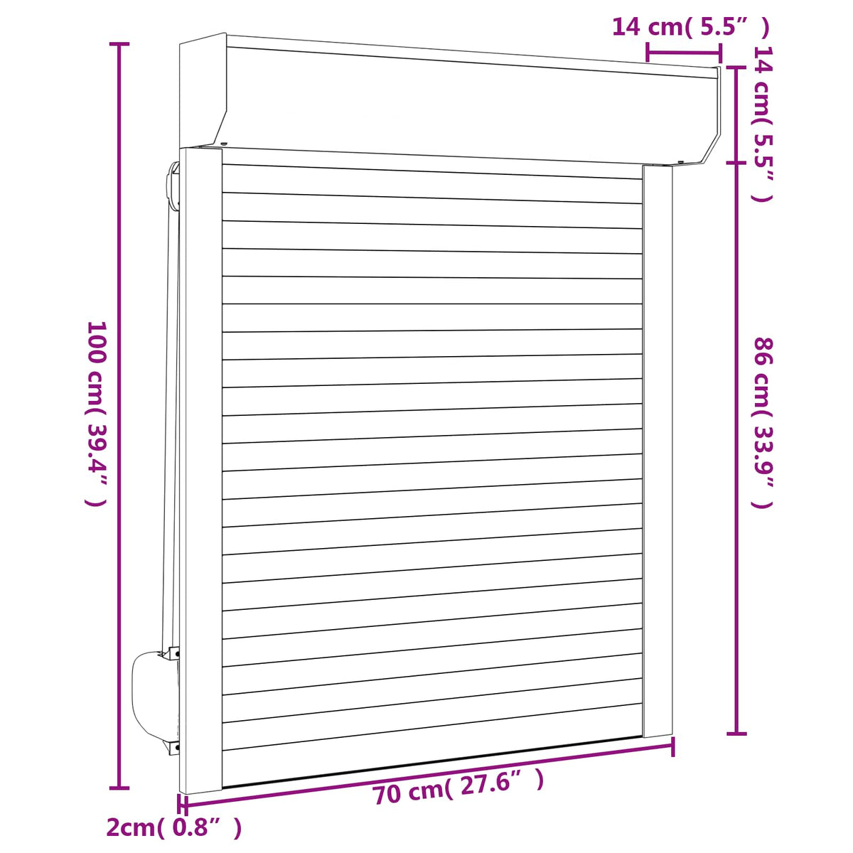 Rullegardin Antracit 70 x 100 cm Aluminium og Polyurethan
